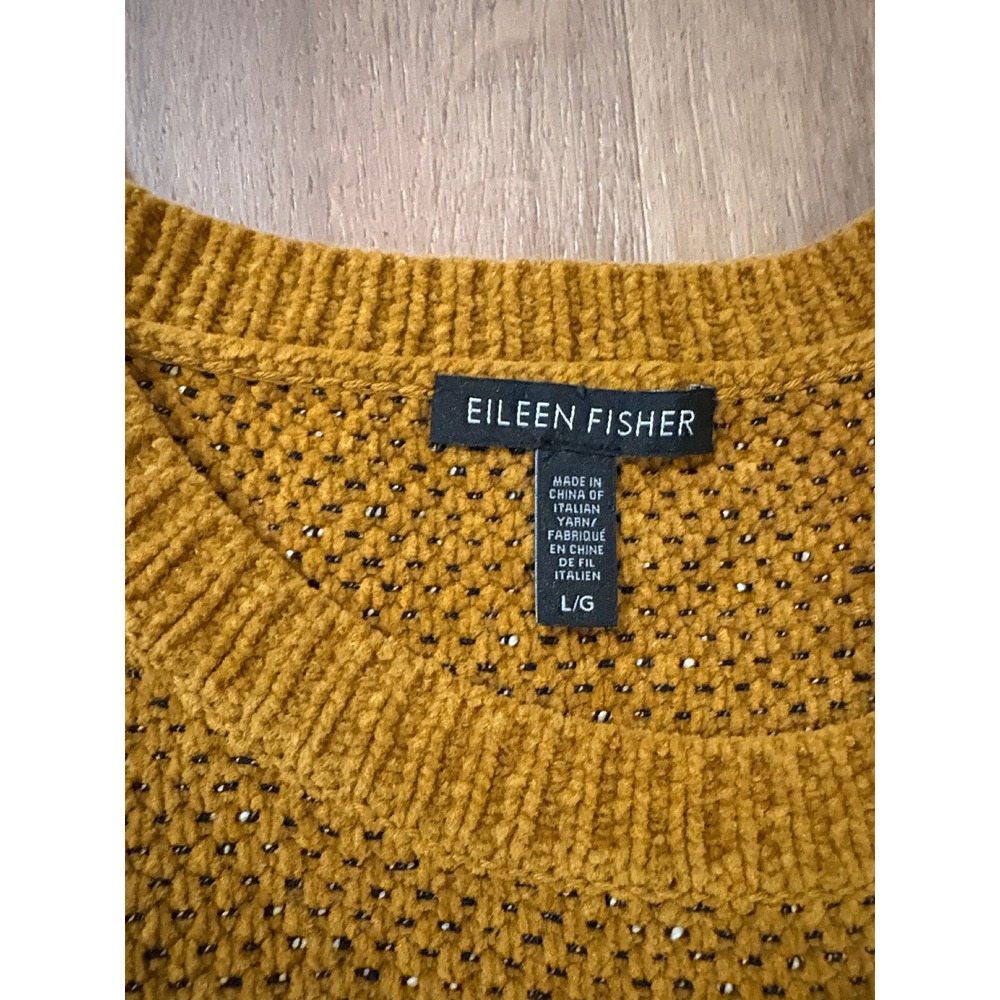 Eileen Fisher Sweater L Mustard Organic Cotton Chenille Oversized Never Worn - Picture 5 of 9